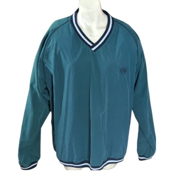 Men's R&R Pro Pullover Windbreaker Blue/Green Sport Tennis - Large - Picture 2 of 16